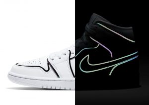 Nike Air Jordan 1 Mid Iridescent Reflective White белые кожаные женские (35-39)