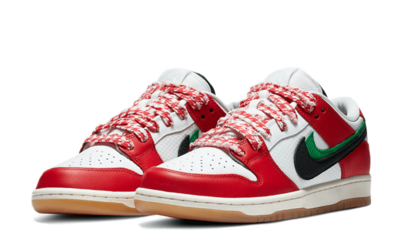 Nike SB Dunk Low красные с белым кожаные мужские-женские (40-44)