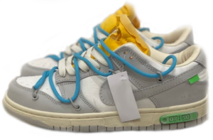 Off-White x Nike Dunk Low серые с белым кожаные женские (36-40)